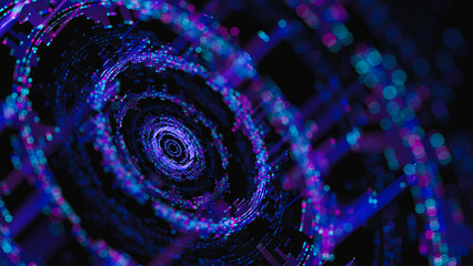 Poster - Big data artificial intelligence machine learning neural network flow complex information science innovation technology data analysis visualization cyberspace future. 3d rendering..