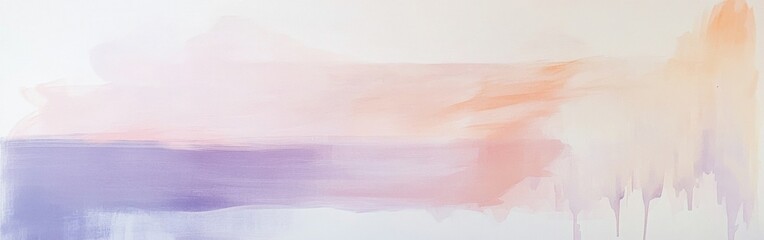 Poster - Soft pastel brush strokes create calming abstract landscape in muted tones of purple, pink, and cream