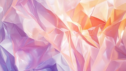 Poster - Exploration of low-poly artwork in pastel tones showcasing soft peach colors and gentle gradients in an abstract composition