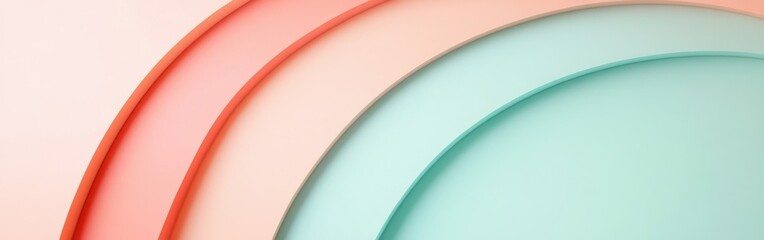 Poster - Elegant pastel mint and coral arcs create a harmonious visual experience in minimalistic design