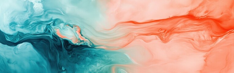 Poster - Pastel coral and teal colors blend seamlessly in an elegant abstract design for creative inspiration