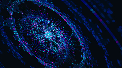 Poster - Big data artificial intelligence machine learning neural network flow complex information science innovation technology data analysis visualization cyberspace future. 3d rendering..