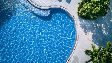 Poster - Breathtaking view of an infinity pool in a luxurious tropical resort surrounded by lush greenery and crystal clear blue waters  This serene and tranquil oasis offers a perfect escape for relaxation
