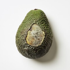 Poster - Fresh green avocado with pit exposed showcasing its rich texture in a clean, minimalist setting