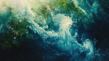 Aufkleber - Vivid swirling ocean waves create a dynamic and enchanting underwater landscape filled with rich colors. Generative AI