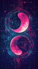 Poster - Two interconnected yin yang symbols glowing in the dark