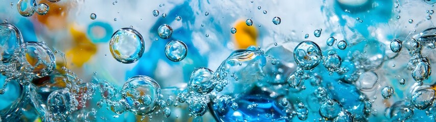 Leinwandbilder - Captivating abstract bubble art showcasing vibrant fluid dynamics and mesmerizing aquatic patterns in a contemporary digital and experimental style  The shimmering iridescent