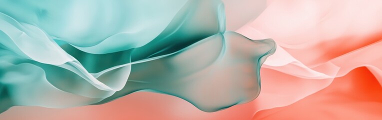 Aufkleber - Modern abstract composition featuring fluid shapes in turquoise and coral colors creating a serene visual experience