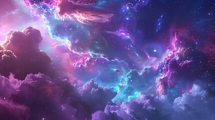 Wall Mural - amazing space nebula with bright stars and colorful gas clouds.