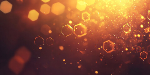 Wall Mural - Golden Hexagon Sparkle Texture Background