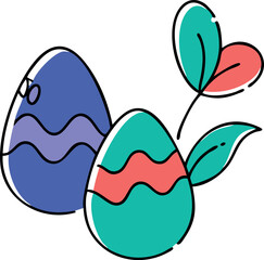 Wall Mural - Doodle-style illustration of colorful decorated Easter eggs for Easter.