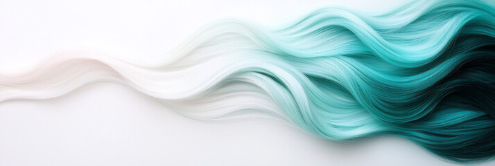 Poster - A floating effect with teased, horizontal locks, the teal color shifting from darker roots to