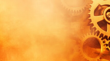 Wall Mural - Abstract background featuring golden gear with a warm tone, suggesting industry and innovation