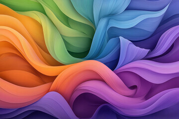 Poster - A psychedelic flow of bright purples, electric greens, and pinks undulating in ribbons across the