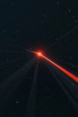 Aufkleber - A cinematic angle capturing the boardâ€™s edge, the glowing lines converging into a central hub