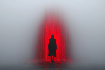 Poster - A moody, low-lit environment where the circuit boardâ€™s luminous tracks are the primary light