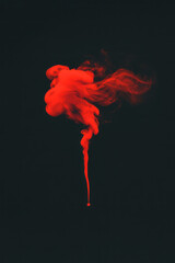 Aufkleber - A slow-motion style depiction: heavy red smoke rolls outward, illuminated by an angled beam of