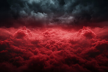 Aufkleber - A moody scene where deep shadows interplay with the vivid red plumes, each curl of smoke backlit by