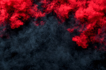 Leinwandbilder - A moody scene where deep shadows interplay with the vivid red plumes, each curl of smoke backlit by