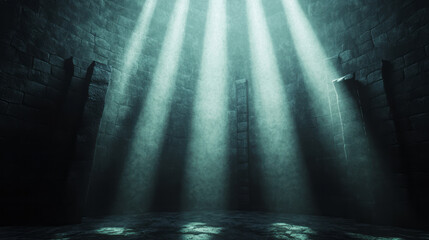 Poster - A cinematic perspective showing the fortress wall running diagonally across the frame, luminous