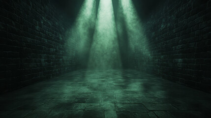 Poster - A cinematic perspective showing the fortress wall running diagonally across the frame, luminous