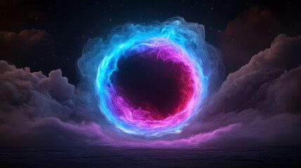 Aufkleber - A close-up of a single luminous sphere, its swirling interior split into intense blue and red