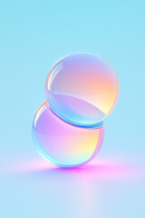 Aufkleber - A side-view angle of two overlapping spheres, their neon hues interacting to form a striking purple