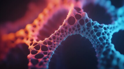 Poster - Colorful abstract network structure with intricate patterns and glowing details in shades of blue and orange. Generative AI