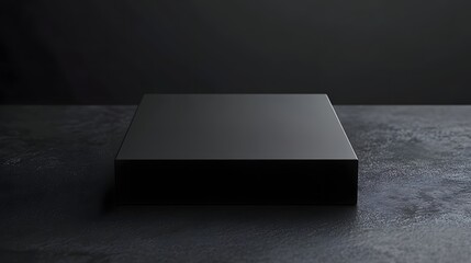 Aufkleber - Dark Minimalist Geometric Cube Shape on Concrete Background for Premium Product Presentation  Simple Clean Monochrome Composition for Elegant Sophisticated and Trendy Advertising or Branding Display