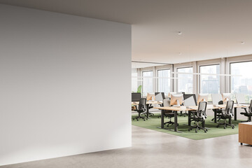 Poster - Blank wall mockup in modern office interior. 3D Rendering