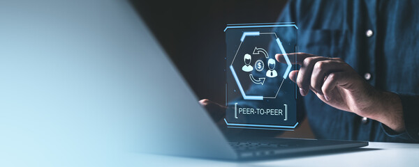 Poster - peer-to-peer digital payment technology concept.