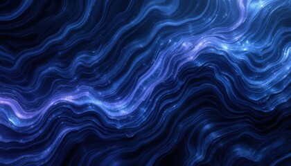 Poster - Abstract cosmic wave pattern in deep blue tones with light accents