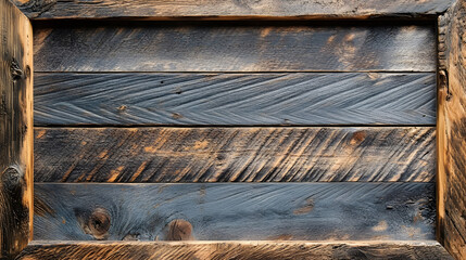 Leinwandbilder - Detailed close up view of a weathered distressed wooden plank surface with a rustic aged texture  The wooden boards have a warm natural brown color and a vintage grunge appearance creating a simple