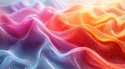 Poster - Colorful digital waves with sparkling points of light in gradient hues