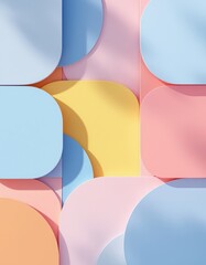 Poster - Geometric pastel abstract art with overlapping shapes and soft colors