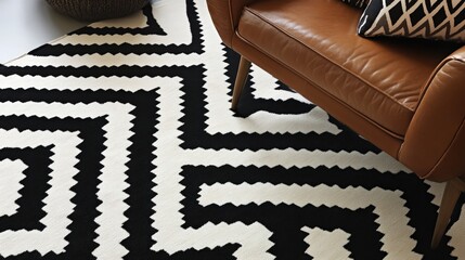 Fototapete - A modern zigzag pattern in contrasting black and white, creating a bold and graphic visual that s perfect for fashion items, accessories, or urban-inspired designs