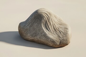 Poster - A smooth grey rock sits against a plain light background