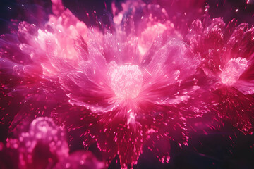 Wall Mural - An enchanting display of pink fireworks illuminating the night sky, creating an awe-inspiring spectacle that captures hearts and imagination