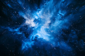 Wall Mural - blue fireworks, colorful and large, fill the sky with a festive atmosphere