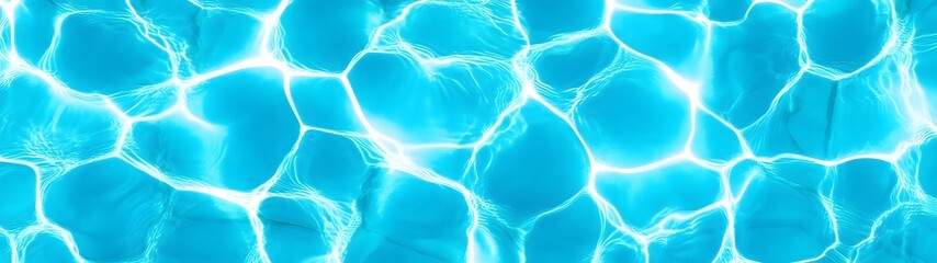 Poster - Mesmerizing Abstract Background of Shimmering Blue Underwater Waves and Ripples  Tranquil and serene water texture with fluid geometry creating a calming and soothing visual experience