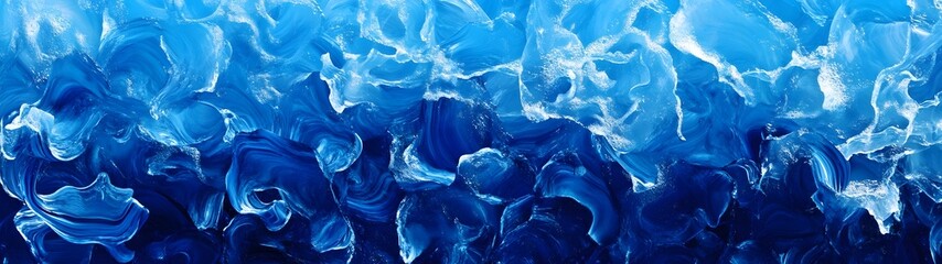 Poster - Mesmerizing abstract fluid painting in vibrant shades of blue capturing the dynamic energy and motion of flowing splashing liquids  This digital artwork showcases a captivating