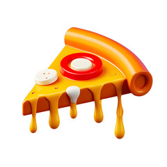 Sticker - A delicious 3D-rendered pizza slice icon with melted cheese, glossy pepperoni,