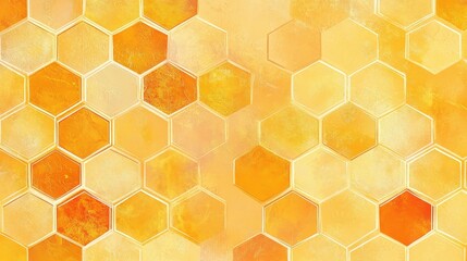 Poster - a repeating honeycomb pattern with soft yellow and warm orange tones, creating a cozy, inviting atmo