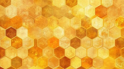 Poster - a repeating honeycomb pattern with soft yellow and warm orange tones, creating a cozy, inviting atmo
