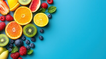 Poster - a healthy meal of colorful fruits, vegetables, and lean protein, representing mindful eating and a c