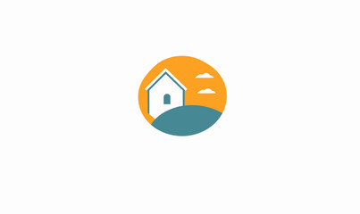 Poster - Minimalist Circle Home Logo Design Vector with Flat Color Style