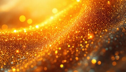 Poster - Sparkling golden glitter wave in warm sunlit atmosphere