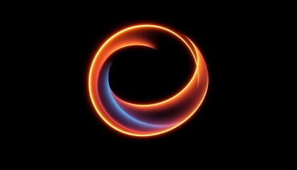 Abstract Geometric Swirl with Vibrant Orange and Blue Neon Gradients