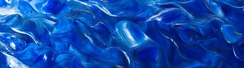 Fototapete - This captivating image showcases the mesmerizing flow of shimmering blue liquid with waves and ripples that dance across the surface in a serene and graceful display of natural movement and energy