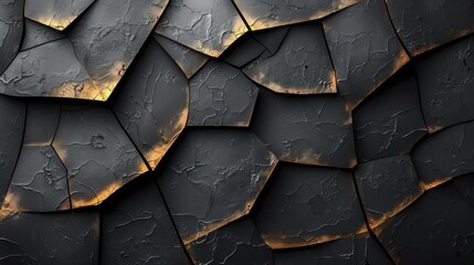Poster - Cracked dark surface with glowing orange veins
